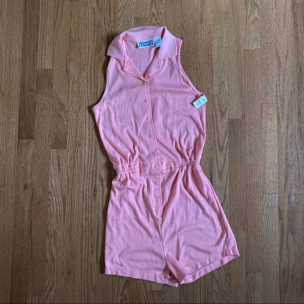 1980s VINTAGE DEADSTOCK PEACH ROMPER